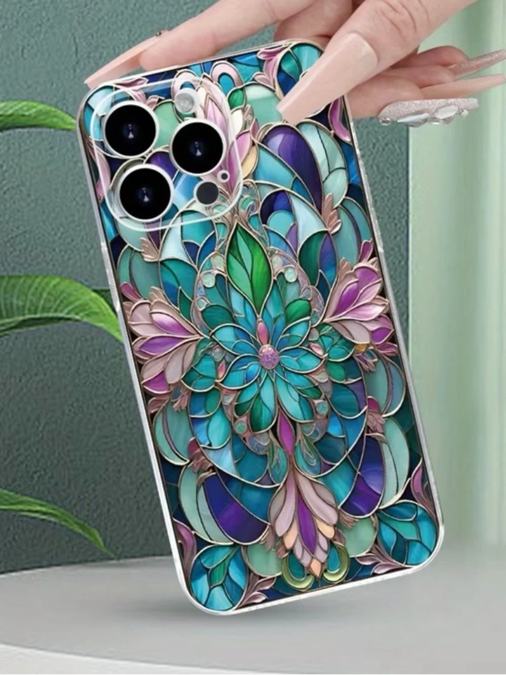 🦋 Beautiful Stained Glass Design iPhone 13 Pro Max Soft Protective Phone Cover